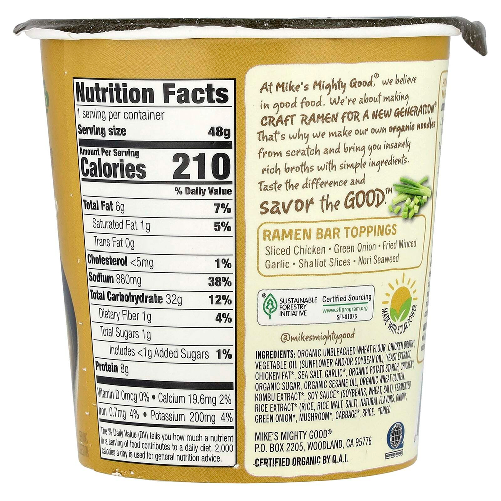Mike's Mighty Good, Craft Ramen Cup, Куриный суп с раменом, 1,6 унции (48 г)