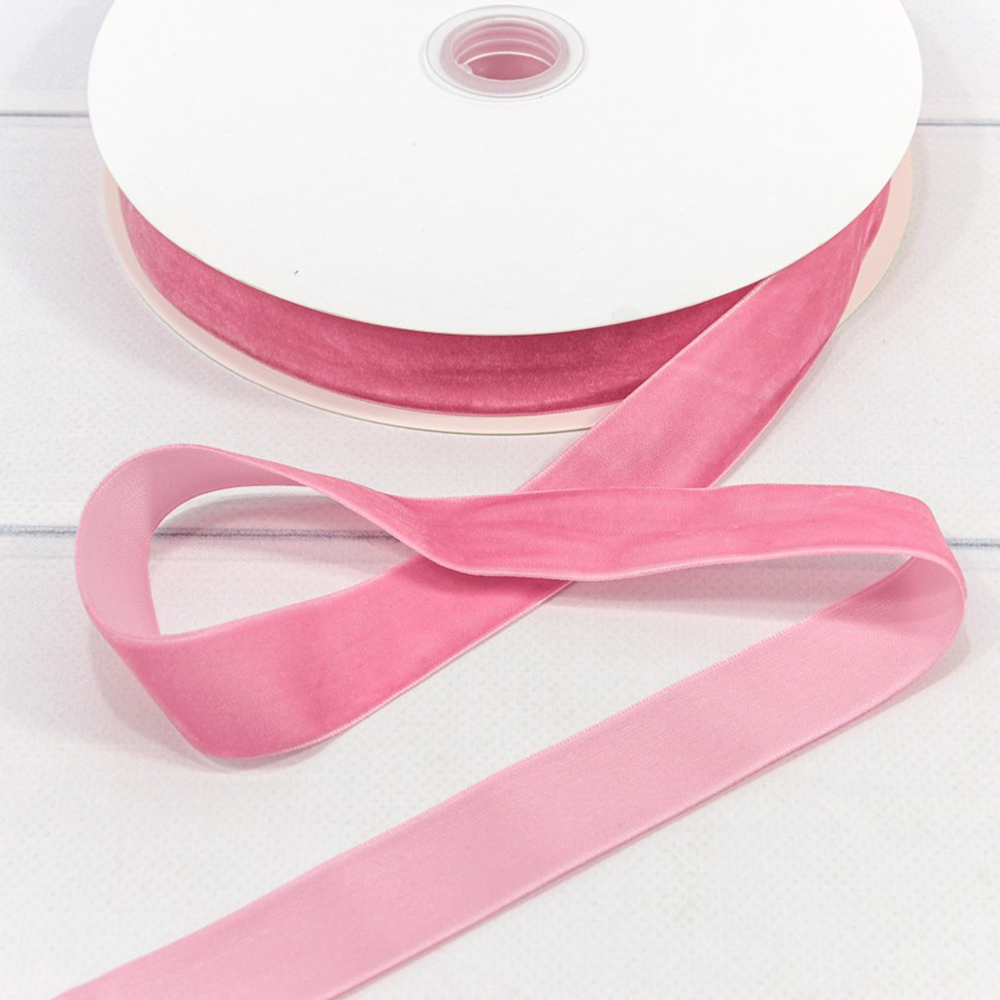Лента Бархатная 2,5см х 28м (Розовый)