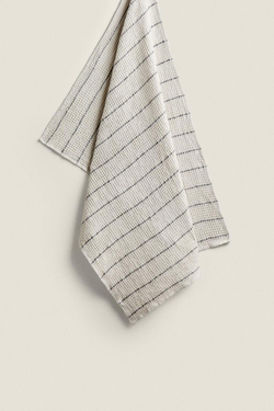 ZARA HOME ПОЛОСАТОЕ КУХОННОЕ ПОЛОТЕНЦЕ, СЕРОВАТЫЙ