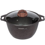 Кастрюля алюминий, антиприг, 4 л, с крыш, крышка стекло, Kukmara, Granit Ultra, кгг42а, син