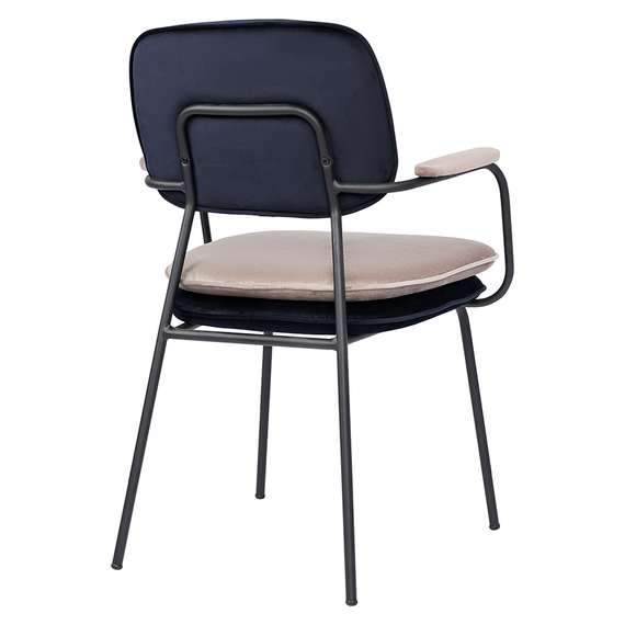 Стул с подлокотниками Pea, велюр, темно-синий/бежевый