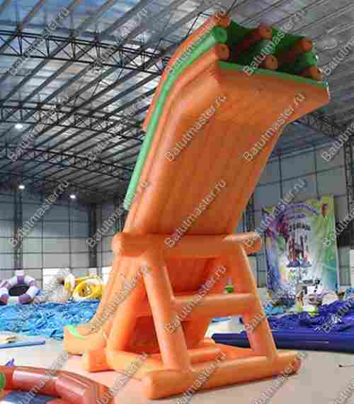 Надувная прямая водная горка для вышки (опоры) «Мандариновая радость», 8*4*5 м