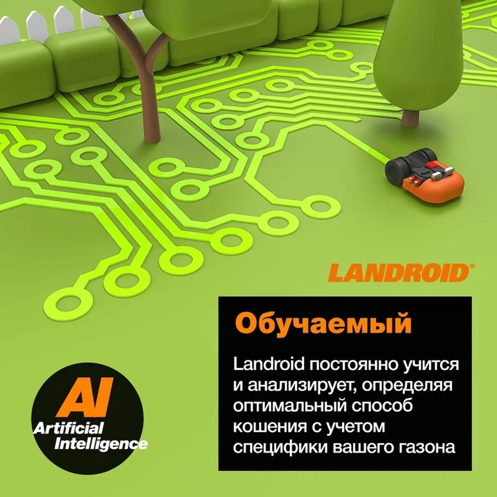 Робот-газонокосилка WORX Landroid M500 Plus WR165E (500 м²) В нож 18 см, WR165E