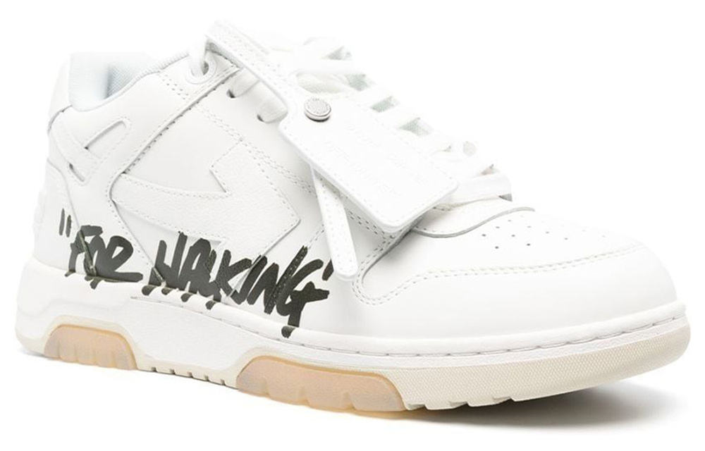 OFF-WHITE Out of Office leather low-cut lace-up fashion sneakers men's white