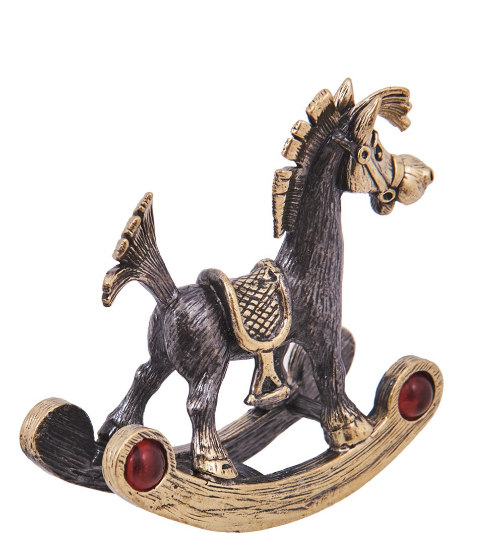 AM-4185 Фигурка «Лошадь - Будь на коне» (латунь, янтарь)