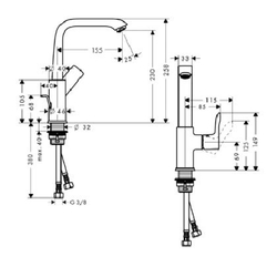 Смеситель для раковины Hansgrohe Metris 230 31087000 схема