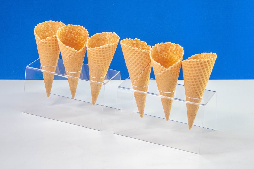 Подставка прозрачная для рожков и мороженого 3 ячейки, оргстекло