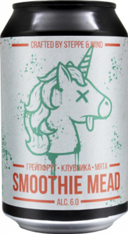 Медовуха Степь И Ветер Смузи Мид: Грейпфрут, Клубника, Мята / Mead Steppe & Wind Smoothie Mead: Grapefruit, Strawberry, Mint 0.33л - 10шт