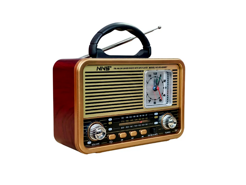 Радиоприемник в стиле ретро с часами +MP3 плеер, Bluetooth NS-8898BT