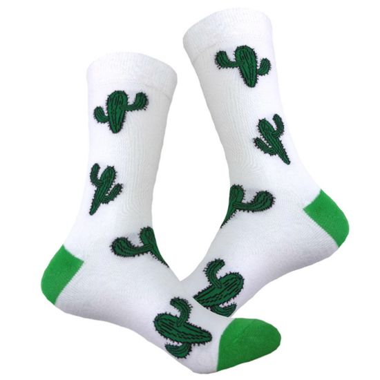 Носки "Кактусы в белой пустыне" р-р 38-45 (белый, зеленый)