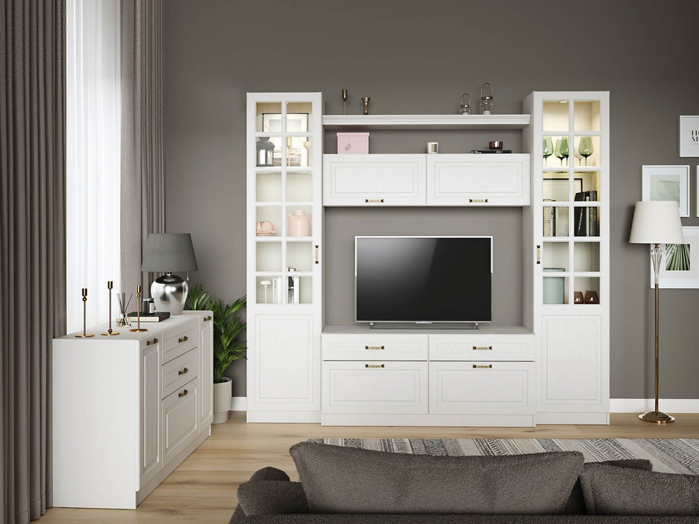 Гостиная Ливерпуль 1 Белый/Ясень ваниль