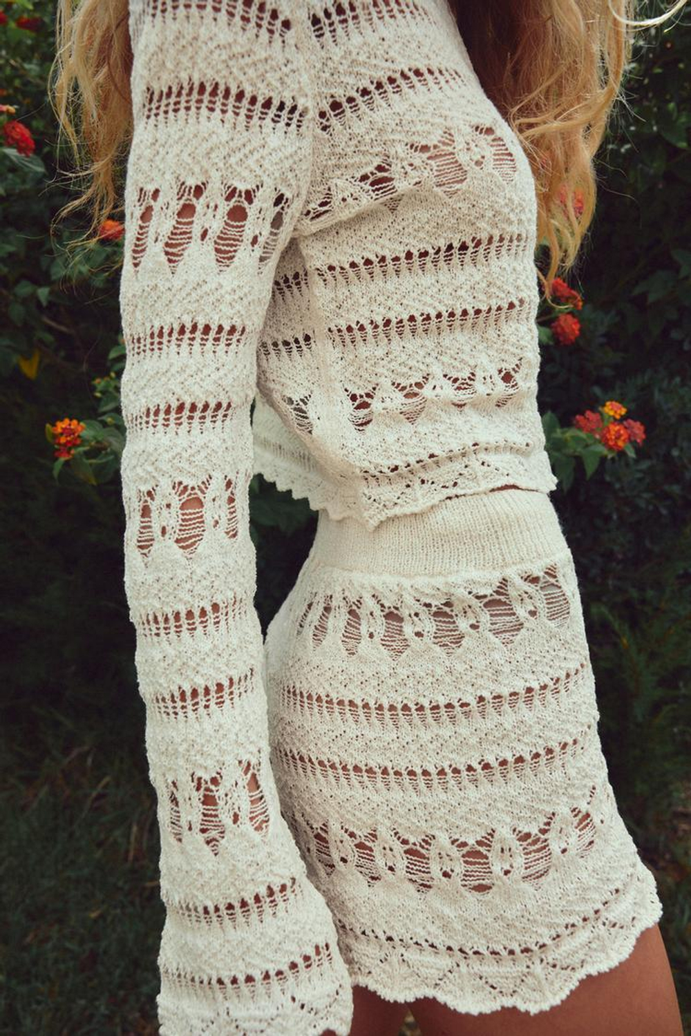 ZARA ТОП ИЗ КРУЖЕВА КРОШЕ, ЭКРЮ