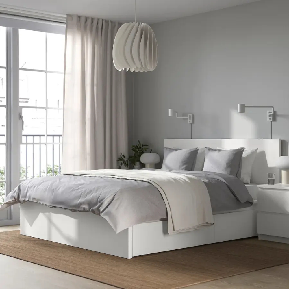 Каркас кровати с 4 ящиками для хранения - IKEA MALM, 200х180 см, белый, МАЛЬМ ИКЕА