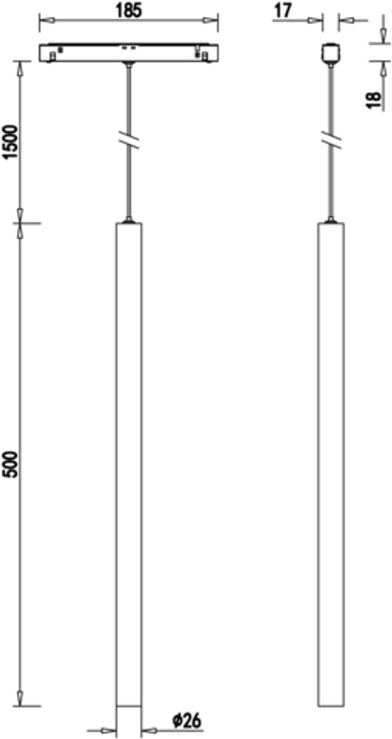 Светильник для SPACE-Track system 5Вт, D26xH500 мм, 400Лм, 28°, 3000К, диммируемый 0-10В, Ra >90, сатинированная медь
