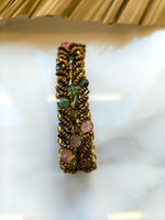 Браслет из бисера "Змейка" 19 см ручной работы с камнем Турмалин