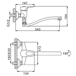 Смеситель для ванны и раковины 40к F2128-В FRAP (S-излив, хром, силумин)