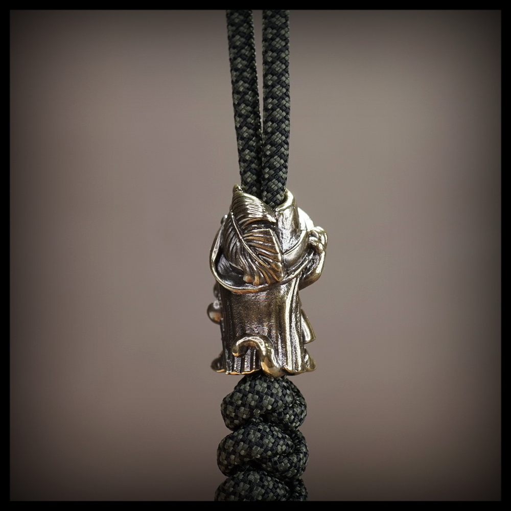 Темлячная бусина "Кот в сапогах" для ножей , латунь