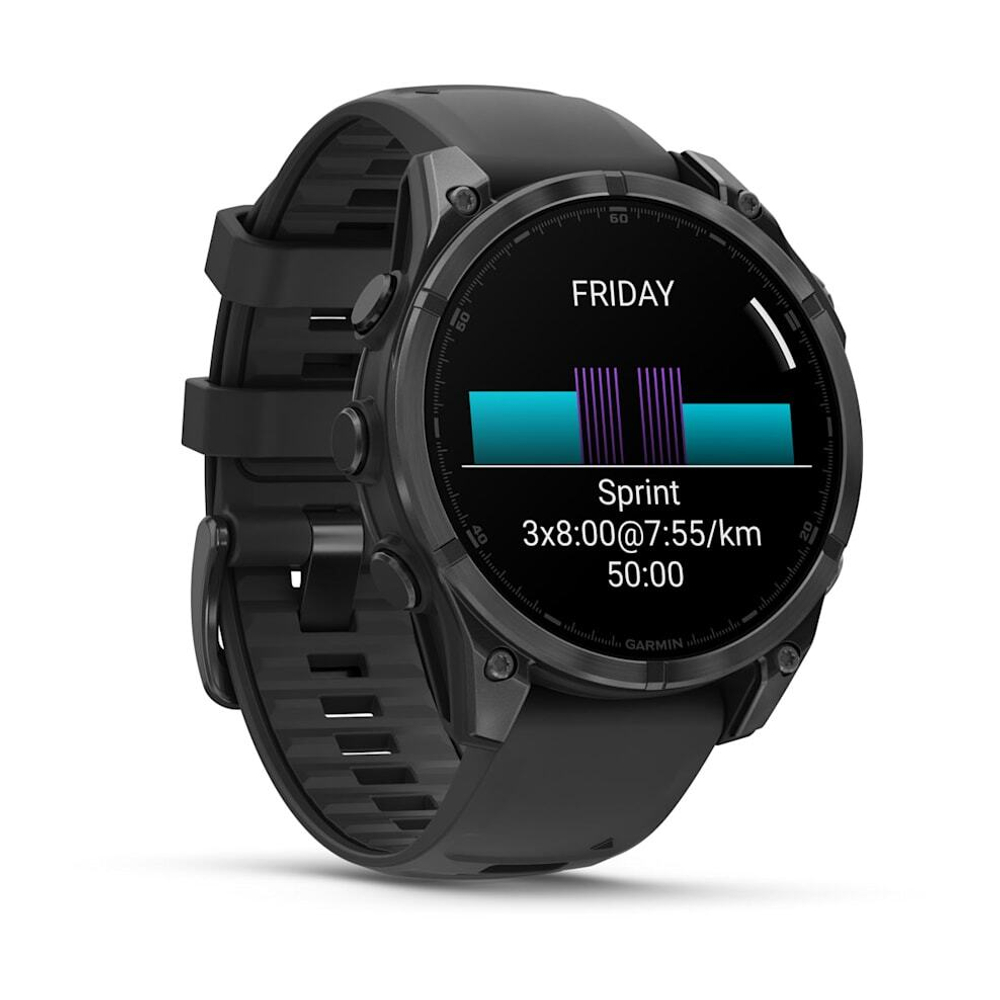 Смарт-часы Garmin Fenix 8 - 47 мм, AMOLED, темно-серый корпус, черный силиконовый ремешок