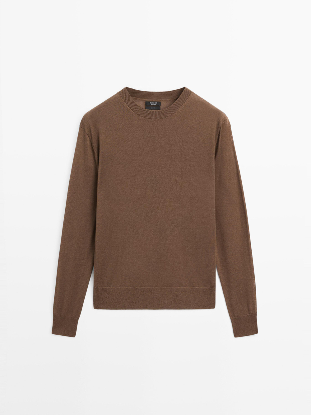 Massimo Dutti Свитер из тонкого трикотажа с круглым вырезом, тоффи