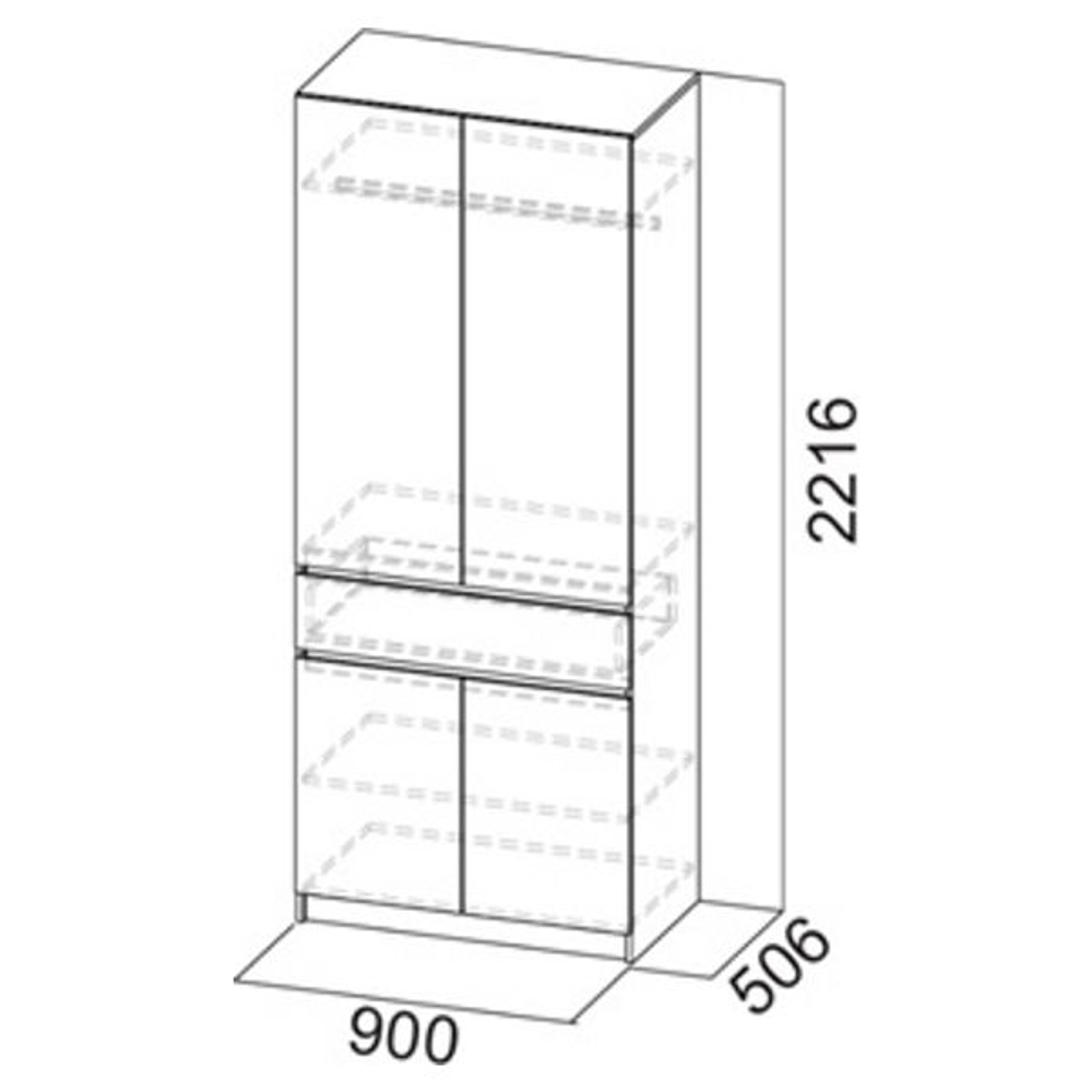 Авиньон Шкаф двухстворчатый Дуб крафт золотой/графит серый