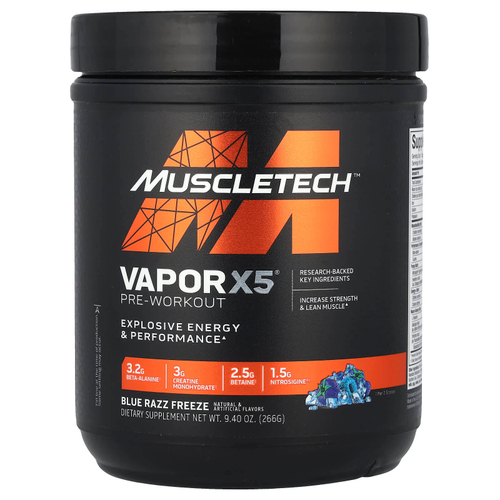 MuscleTech, VaporX5, Next Gen, предтренировочный комплекс, со вкусом Blue Razz Freeze, 266 г (9,40 унции)