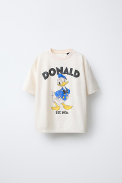 ZARA ФУТБОЛКА С ПРИНТОМ «ДОНАЛЬД ДАК» ©DISNEY, ЭКРЮ