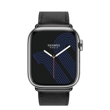 Apple Watch Hermès 45mm Silver Stainless Steel Case with Single Tour Noir