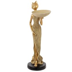 GAEM Фигурка декоративная "Кошка" с подставкой д/мелочей, L15 W9,5 H33 см