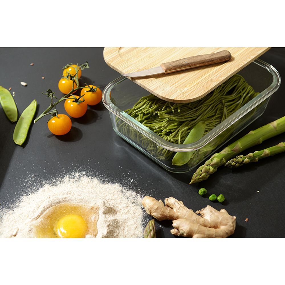 Контейнер для запекания и хранения Eco Store с крышкой из бамбука, 1050 мл