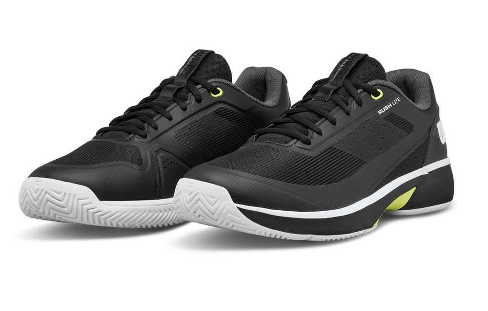 Мужские кроссовки теннисные Wilson Rush Lite 5 - black/white/safety yellow