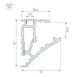 Профиль SHELF-600-2000 ANOD (Arlight, Алюминий) 060498