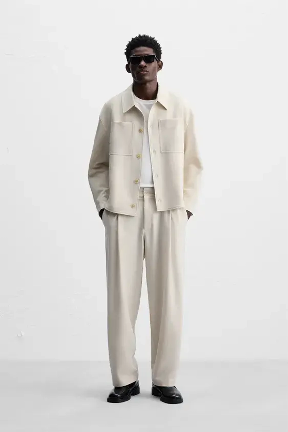 ZARA КУРТКА-РУБАШКА BOXY FIT, ЭКРЮ