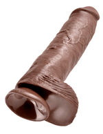 Фаллоимитатор-гигант на присоске с мошонкой коричневый King Cock 11" Cock with Balls Brown (Цвет: коричневый)