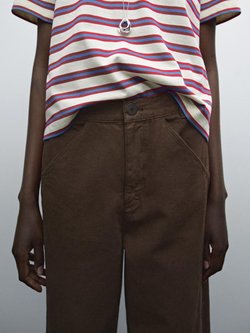 Massimo Dutti Брюки из смесового хлопка, шоколадный