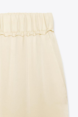 ZARA ШЕЛКОВЫЕ БРЮКИ В ПИЖАМНОМ СТИЛЕ — ZW COLLECTION, БЕЖЕВЫЙ