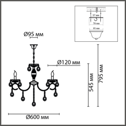 8189/5 CLASSI LN26 092 белый,  металл/хрусталь Люстра E14 5*40W 220V SNOW