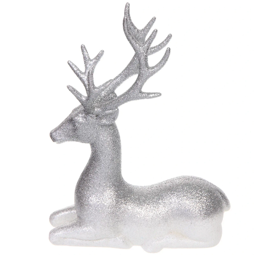 Фигурка новогодняя «Северный олень» 19.5*8*25 см, Белый/серебро