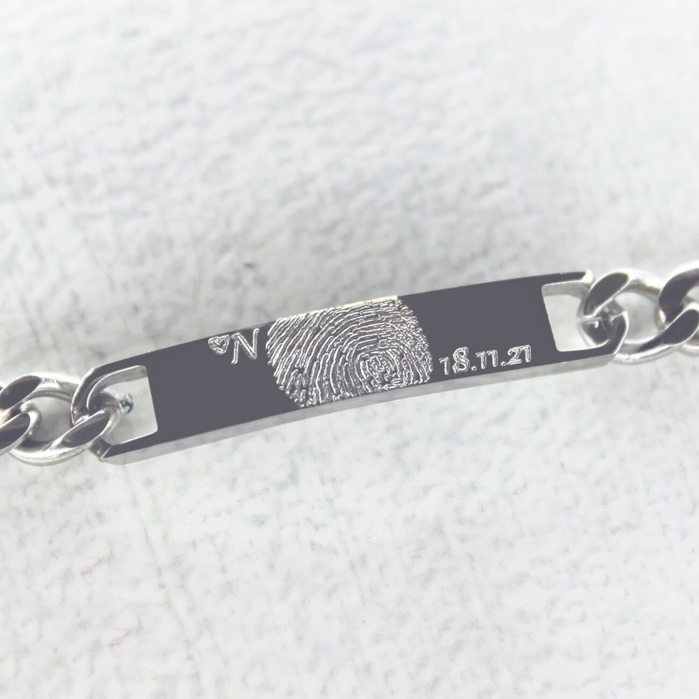 Браслет с гравировкой отпечатка пальца на заказ