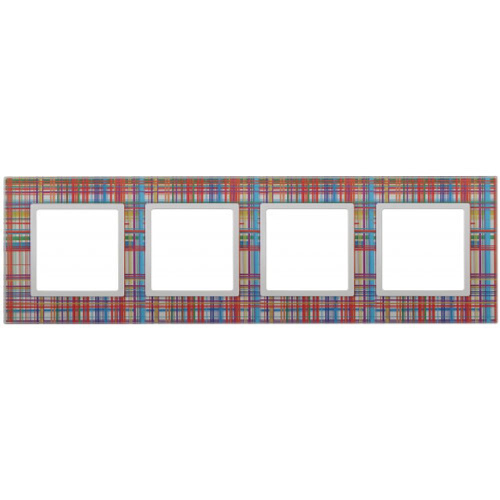 14-5104-00 ЭРА Рамка на 4 поста, стекло, Эра Elegance, прозрачный+бел