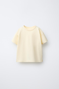 ZARA ОДНОТОННАЯ ФУТБОЛКА, КРЕМОВЫЙ