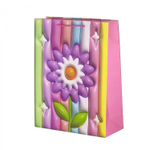 Пакет подарочный бумажный Alingar, (L+) 26х32х10 см, вертикальный, "Объемный цветочек", матов. ламинация, эффект 3D, ассорти