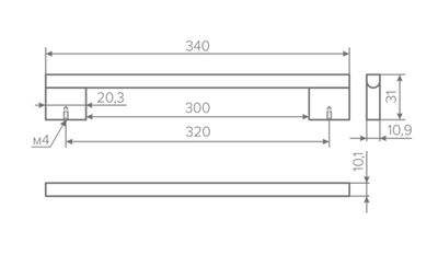 Ручка Elegance, С=320, белый матовый, AQ
