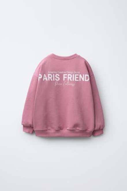 ZARA ТОЛСТОВКА С МАХРОВОЙ АППЛИКАЦИЕЙ, МЯГКИЙ РОЗОВЫЙ
