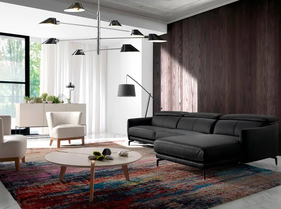 Диван угловой Angel Cerda 5359-R, черная кожа