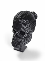 Бородатый череп с хвостом, фигурка для декора интерьера, арт-объект, коллекционный предмет, 3D печать, черный 16 см.