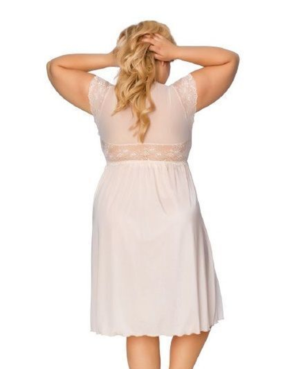 Сорочка из эластичной микрофибры с лифом из кружевного полотна (Размер: L) (Цвет: темно-синий)