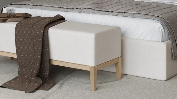 Банкетка Fjord 120 см (молочный рогожка, бук)