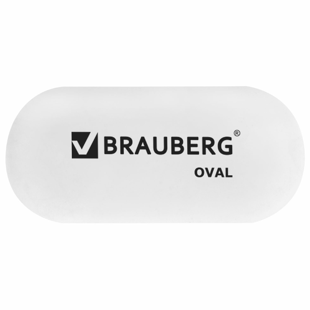 Ластик BRAUBERG "Oval", 55х23х10 мм, белый, ( 3 штуки ), овальный.
