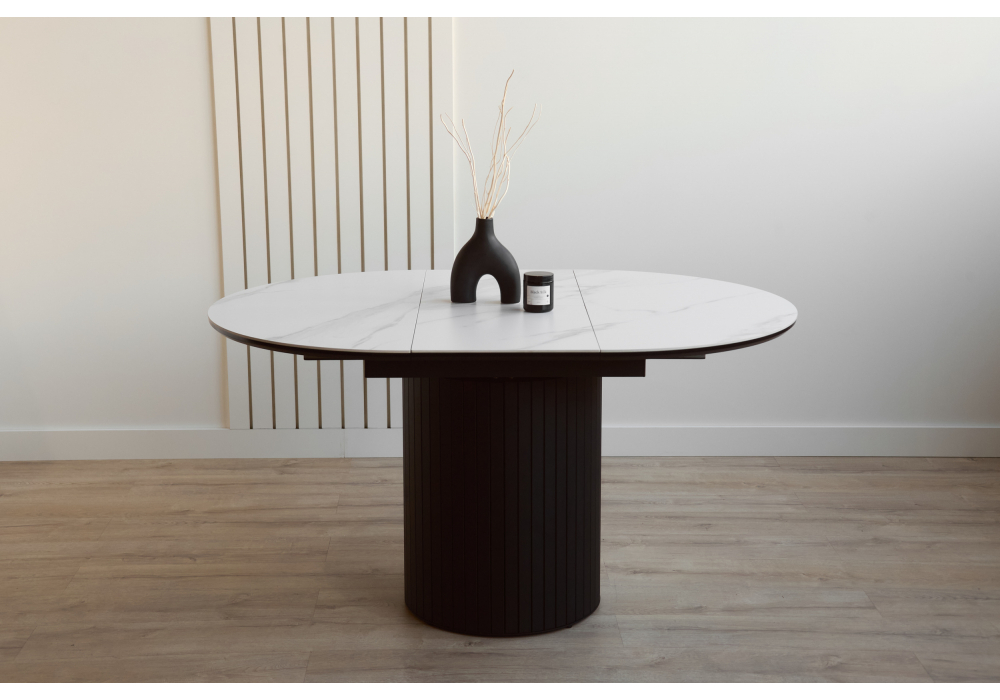 Керамический стол Woodville Лорен 100(140) snow white, черный