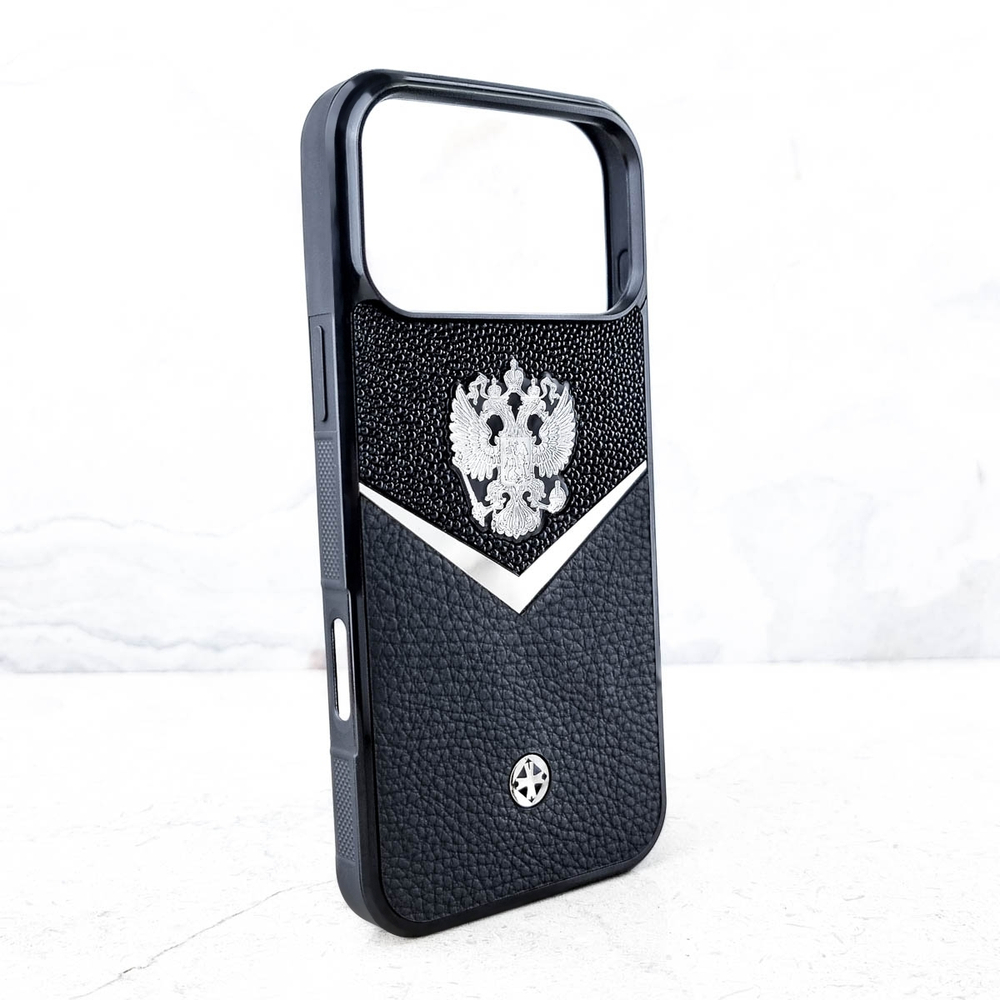 Солидный чехол iphone с гербом России купить - Euphoria HM Premium - натуральная кожа, ювелирный сплав